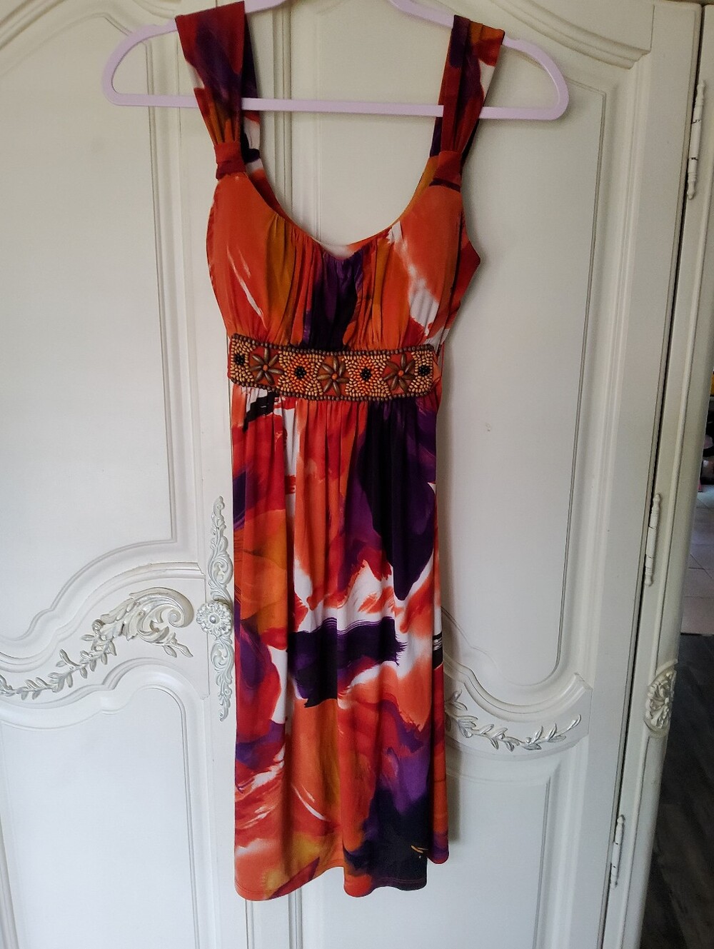 Bisou Bisou Y2k Beaded Baby Doll Vibe Boho Dress
